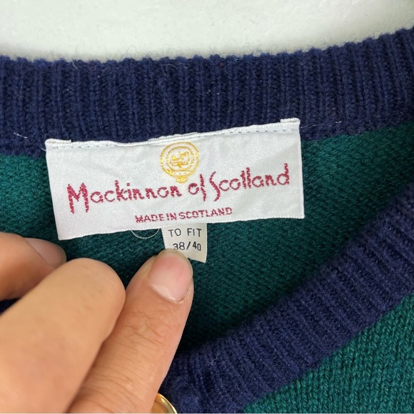 60s Mod Green and Blue Chanelesque styling Mackinnon of Scotland Wool Cardigan - Picture 2 of 10